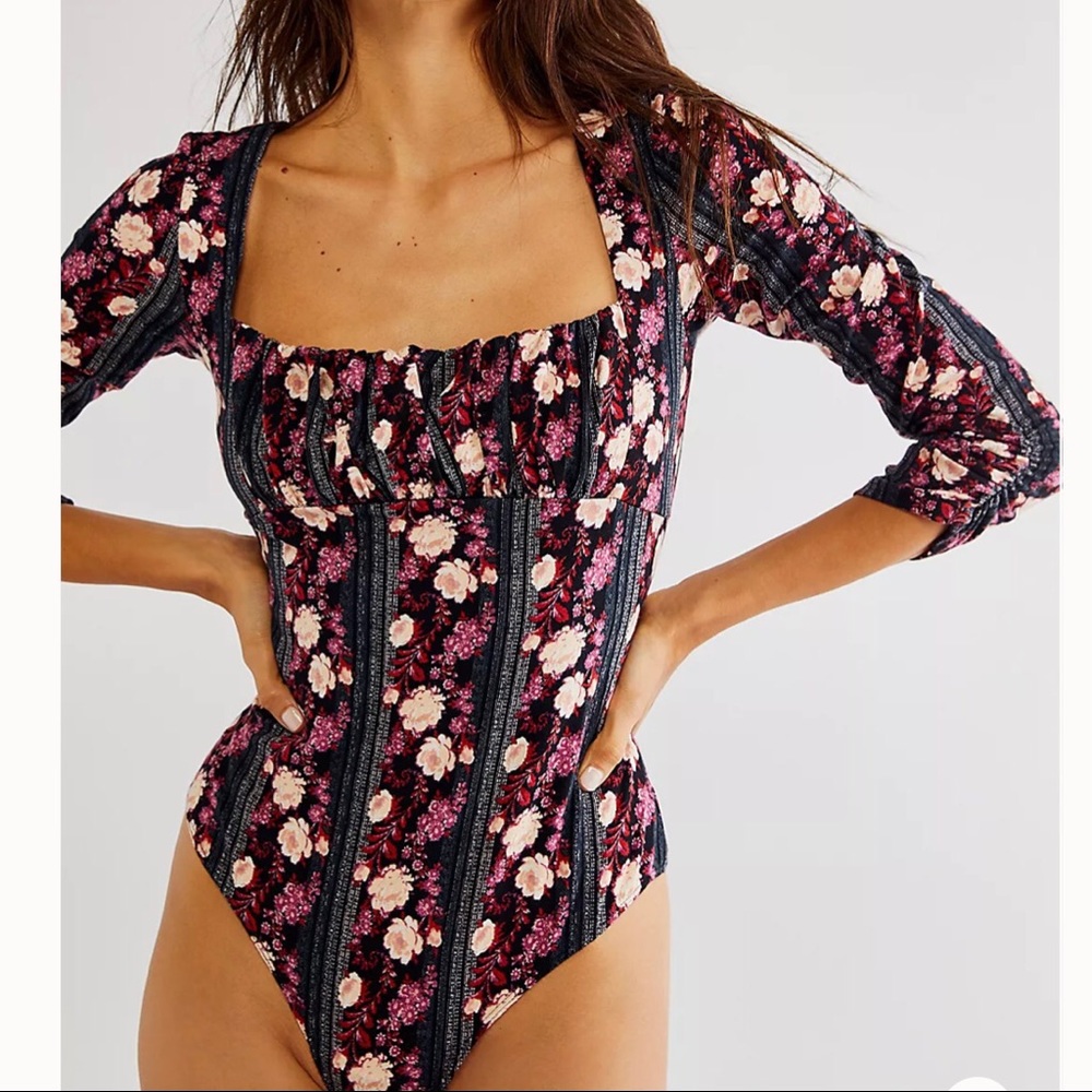 NWT Free People Printed Bodysuit L